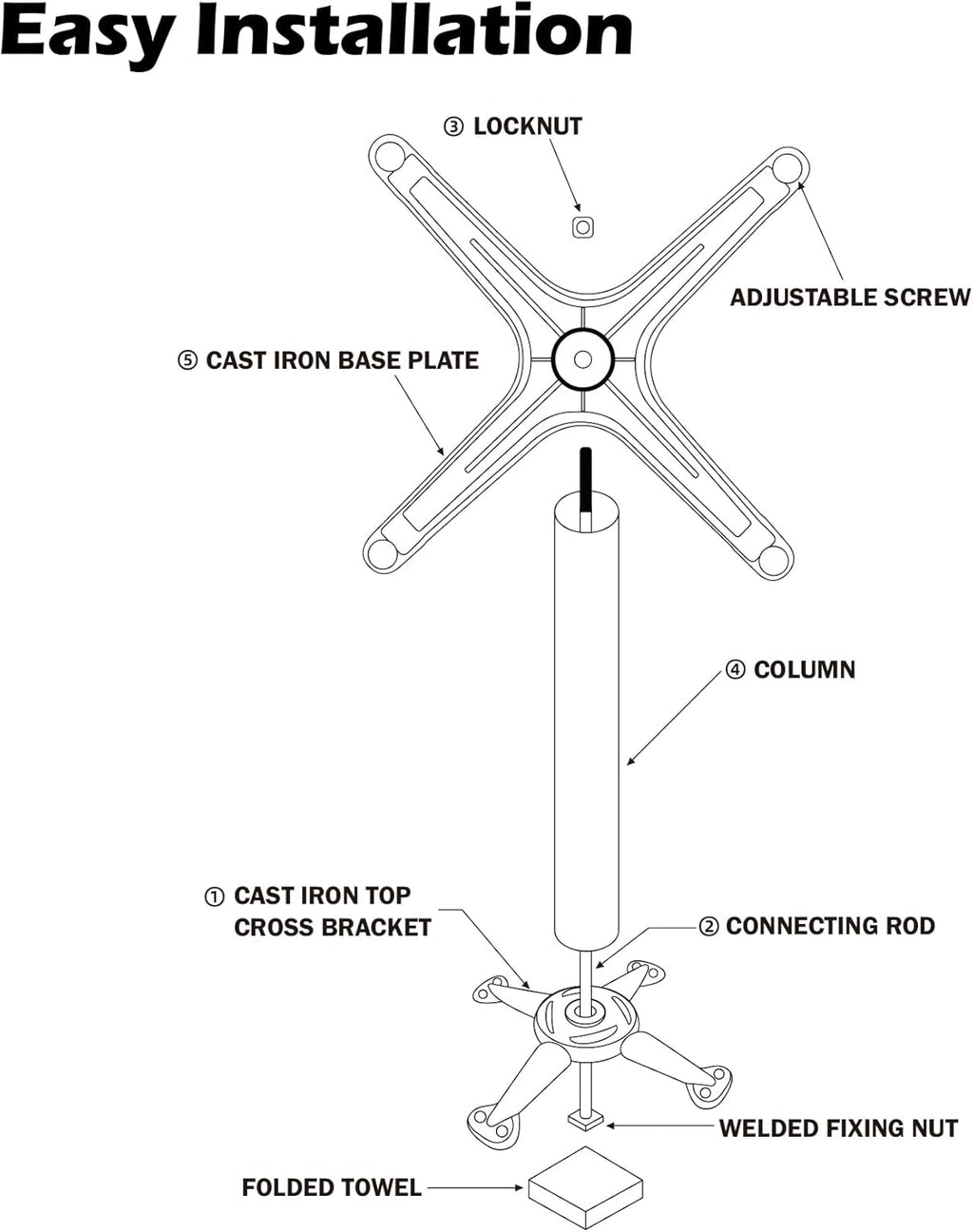 Restaurant Metal Table Base - 22" x 22" Sturdy Cast Iron Dining Table X-Base for Indoor Outdoor Table