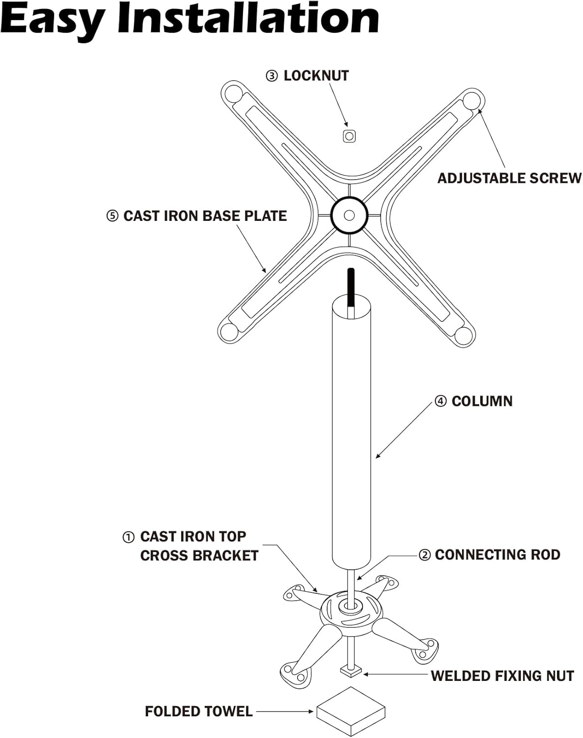 Restaurant Metal Table Base - 22" x 22" Sturdy Cast Iron Dining Table X-Base for Indoor Outdoor Table
