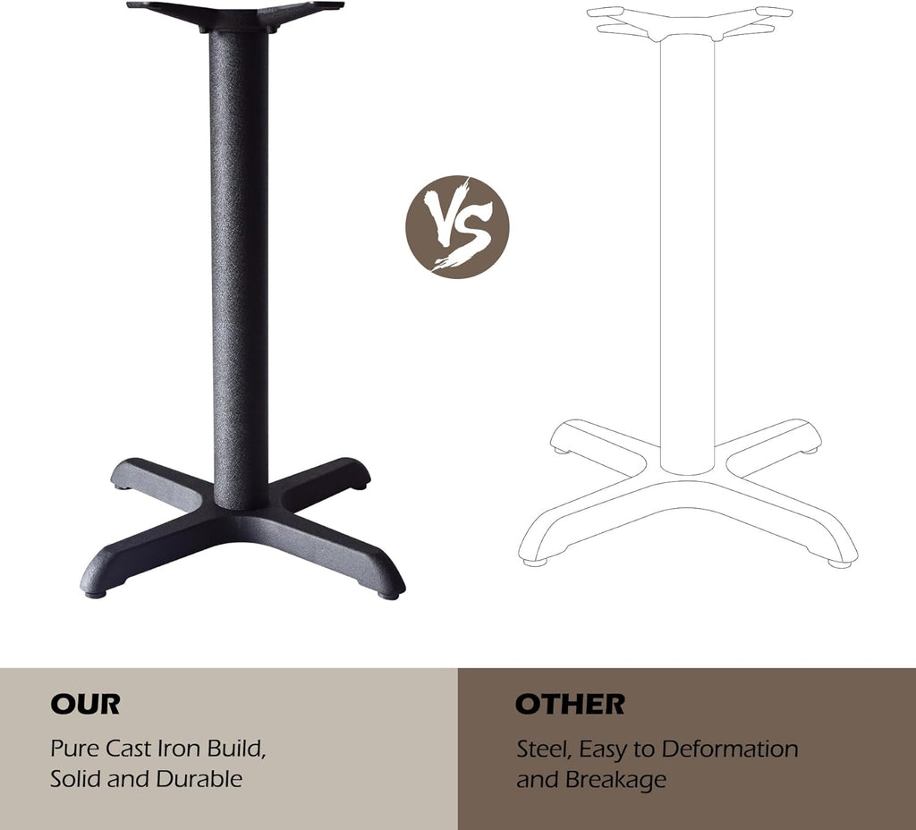 Restaurant Metal Table Base - 22" x 22" Sturdy Cast Iron Dining Table X-Base for Indoor Outdoor Table