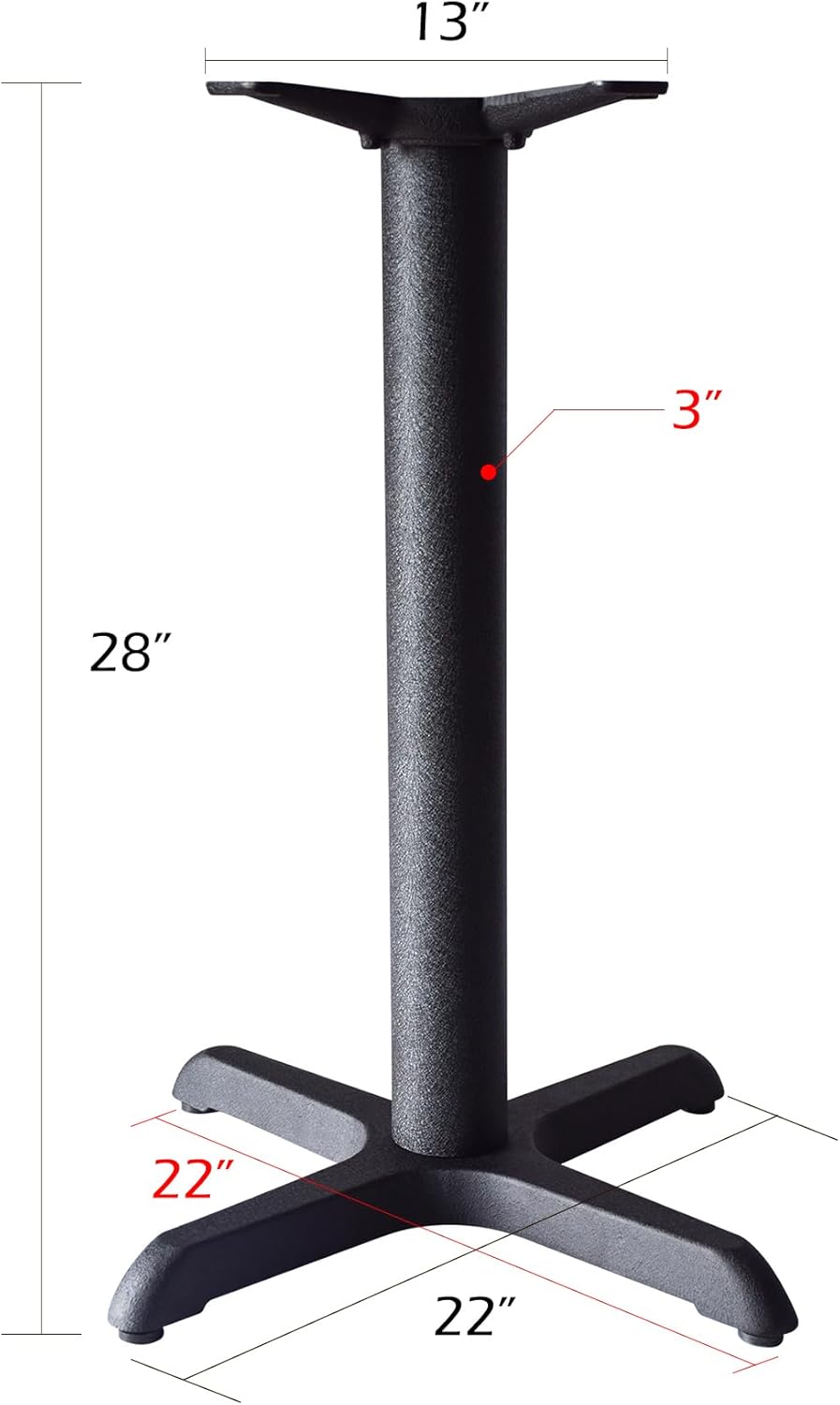 Restaurant Metal Table Base - 22" x 22" Sturdy Cast Iron Dining Table X-Base for Indoor Outdoor Table