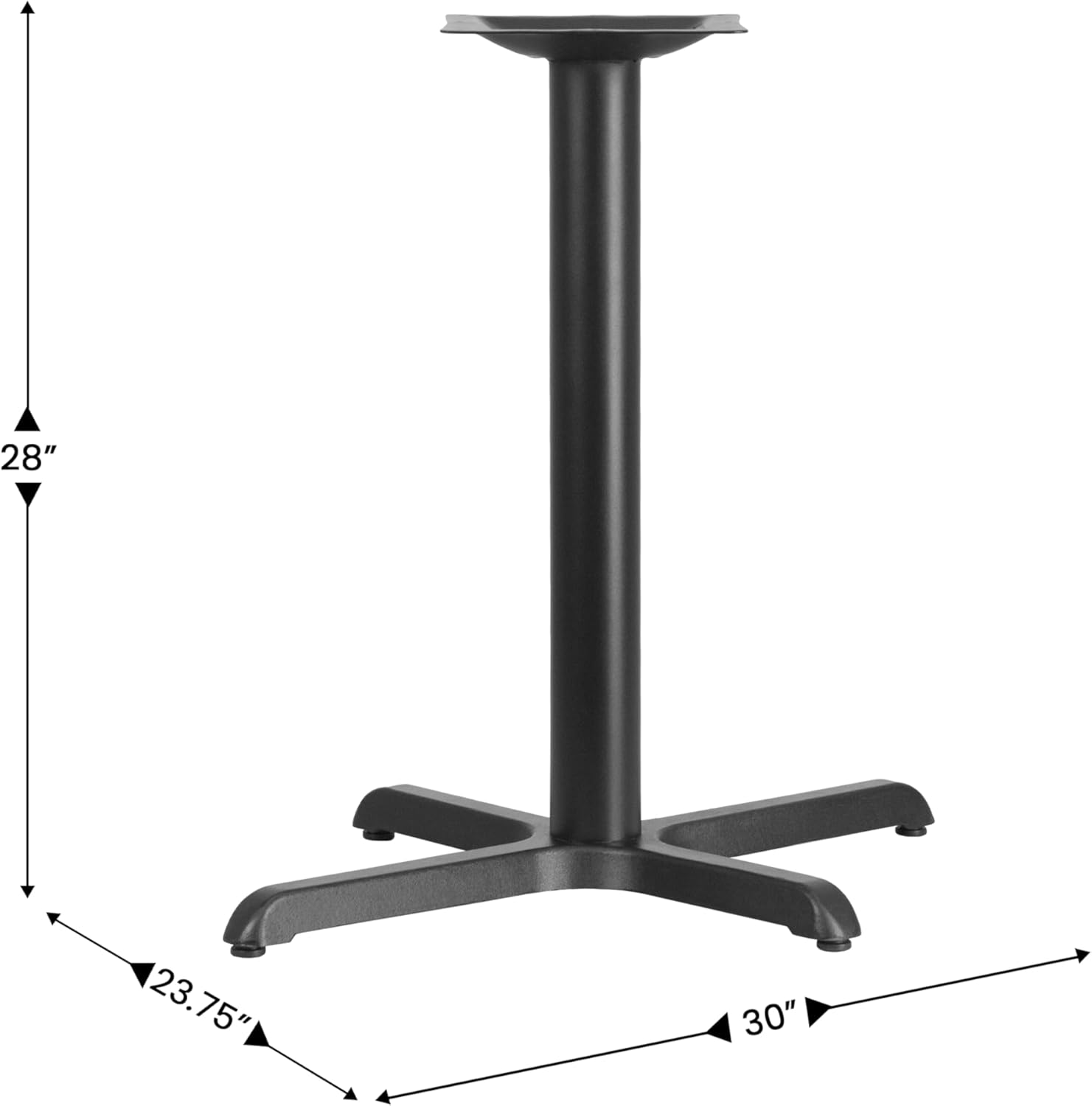 Flash Furniture Beverly 23.75" x 30" Restaurant Table X-Base with 3" Diameter Table Height Column, Commercial X-Base Cast Iron Table Base, Black
