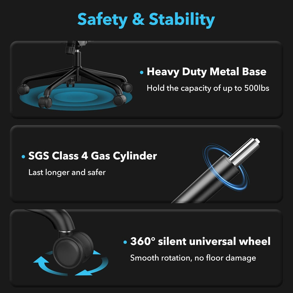 Big and Tall Office Chair -500 lb Heavy Duty Office Chair for Big Man, High Back Leather Executive Office Desk Chair with 120° Tilt Rock,Executive Computer Desk Chair with Flip Up Arm (Black)