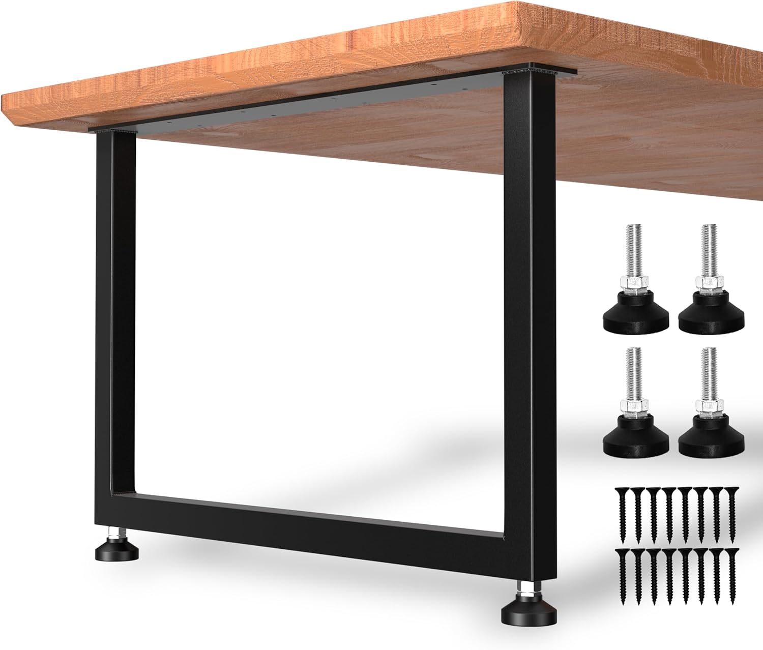 Heavy Duty Metal Table Legs 28x35 Inch, Extra Wide Steel Base for Live Edge Slab, Epoxy River, Large Dining or Conference Table, Industrial Square Frame, Supports 1000lbs, Set of 2, Black