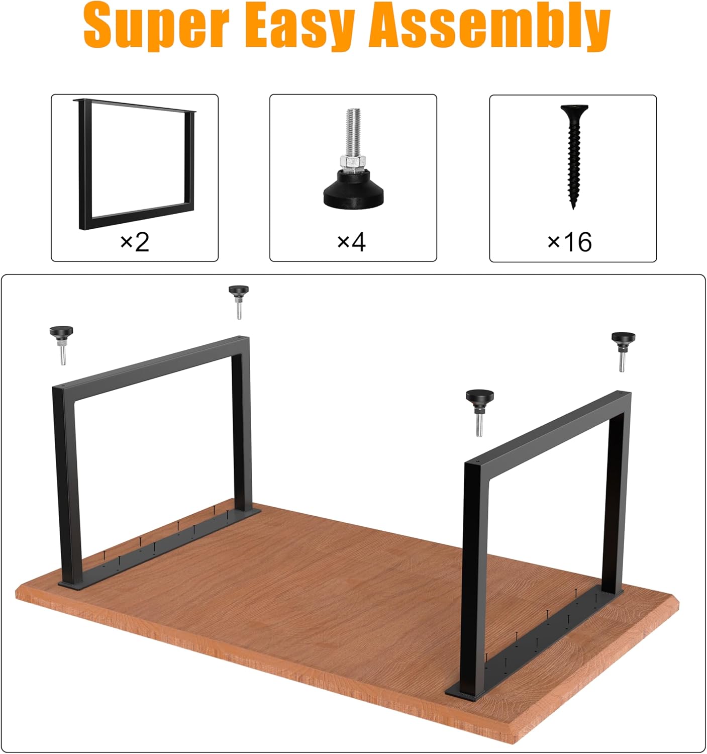 Heavy Duty Metal Table Legs 28x35 Inch, Extra Wide Steel Base for Live Edge Slab, Epoxy River, Large Dining or Conference Table, Industrial Square Frame, Supports 1000lbs, Set of 2, Black