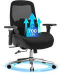 700lbs Big and Tall Office Chair for Heavy People Ergonomic Mesh Desk Chair with Wide Thick Seat Cushion, Adjustable Lumbar Support, 4D Armrests and Headrest for Aitting All Day
