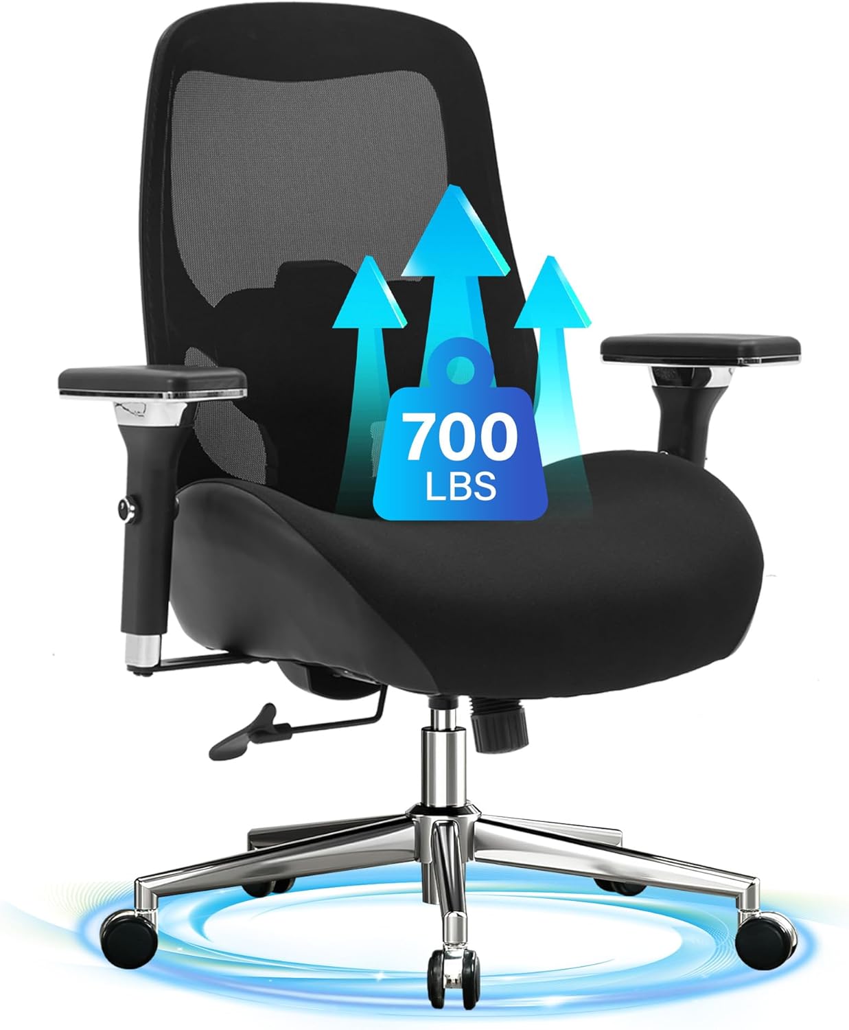 700lbs Big and Tall Office Chair for Heavy People Ergonomic Mesh Desk Chair with Wide Thick Seat Cushion, Adjustable Lumbar Support, 4D Armrests and Headrest for Aitting All Day