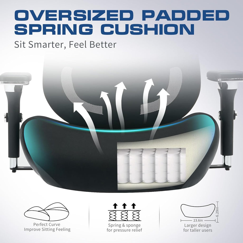 700lbs Big and Tall Office Chair for Heavy People Ergonomic Mesh Desk Chair with Wide Thick Seat Cushion, Adjustable Lumbar Support, 4D Armrests and Headrest for Aitting All Day