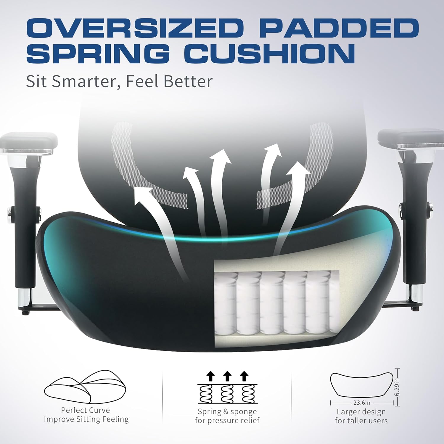 700lbs Big and Tall Office Chair for Heavy People Ergonomic Mesh Desk Chair with Wide Thick Seat Cushion, Adjustable Lumbar Support, 4D Armrests and Headrest for Aitting All Day