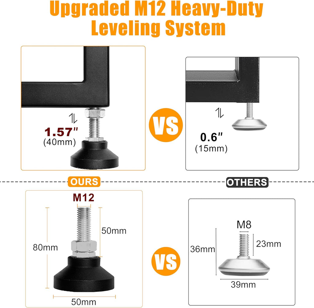 Heavy Duty Metal Table Legs 28x35 Inch, Extra Wide Steel Base for Live Edge Slab, Epoxy River, Large Dining or Conference Table, Industrial Square Frame, Supports 1000lbs, Set of 2, Black