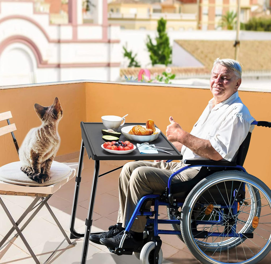 Adjustable TV Tray Table - TV Dinner Tray on Bed & Sofa, Comfortable Folding Table with 6 Height & 3 Tilt Angle Adjustments (Black)