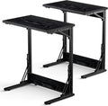 Tatub Folding TV Tray Table Set of 2, 24" Wide C-Shaped End Table for Couches, Small Couch Side C Table, Slide Under Sofa Tray Arm Table for Living Room, Bedroom, Dark Black