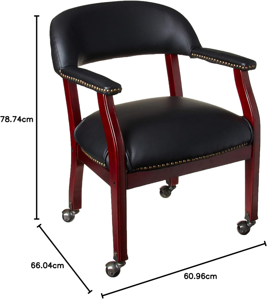 Boss Captain’s Chair In Black Vinyl W/ Casters
