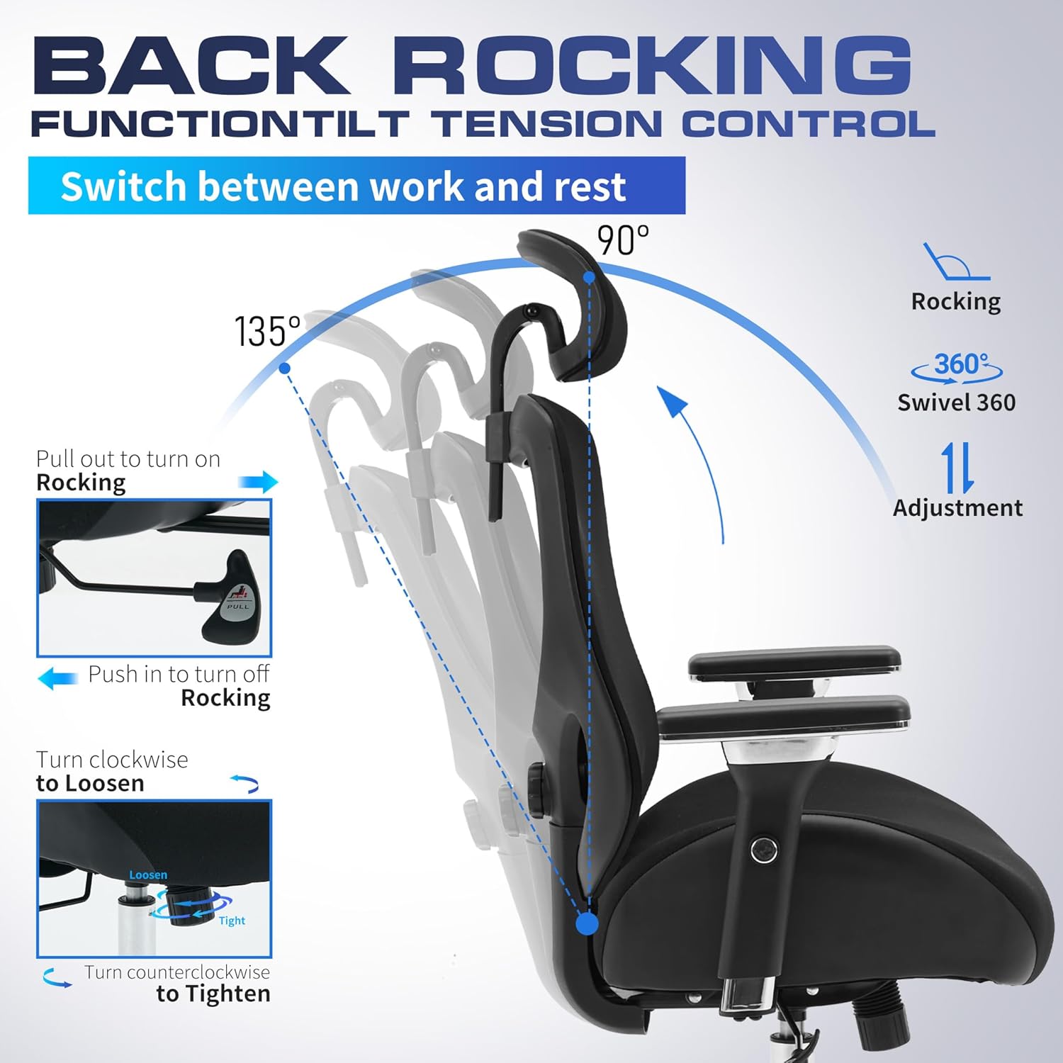 700lbs Big and Tall Office Chair for Heavy People Ergonomic Mesh Desk Chair with Wide Thick Seat Cushion, Adjustable Lumbar Support, 4D Armrests and Headrest for Aitting All Day