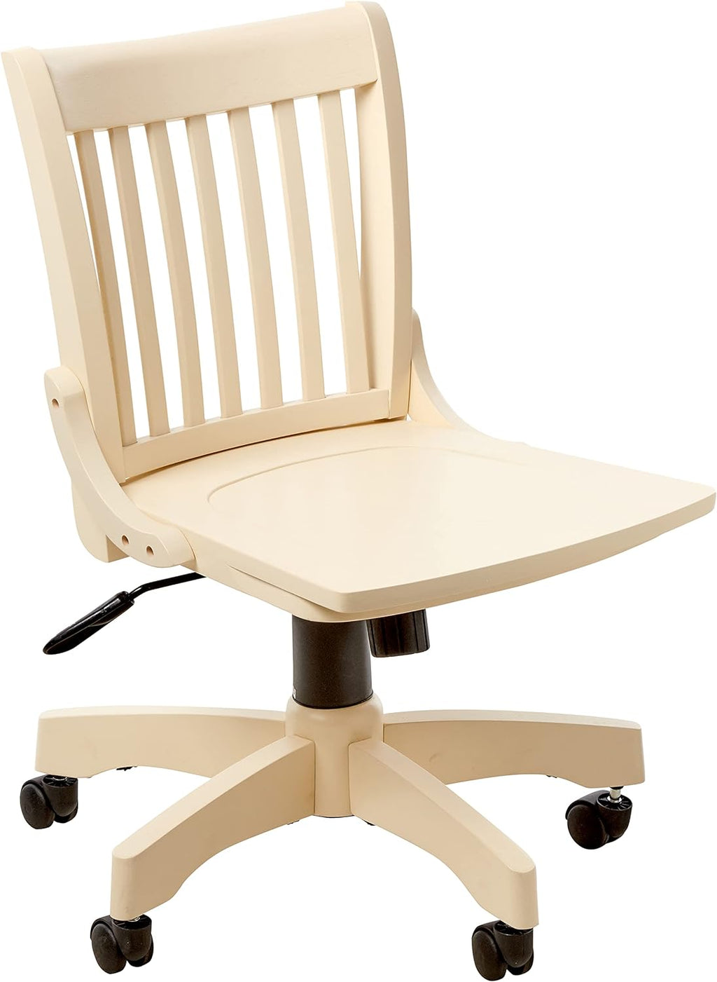 OSP Home Furnishings Deluxe Armless Wood Banker's Desk Chair with Adjustable Height, Locking Tilt, and Heavy Duty Base, Fruitwood