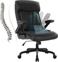 Big and Tall Office Chair -500 lb Heavy Duty Office Chair for Big Man, High Back Leather Executive Office Desk Chair with 120° Tilt Rock,Executive Computer Desk Chair with Flip Up Arm (Black)