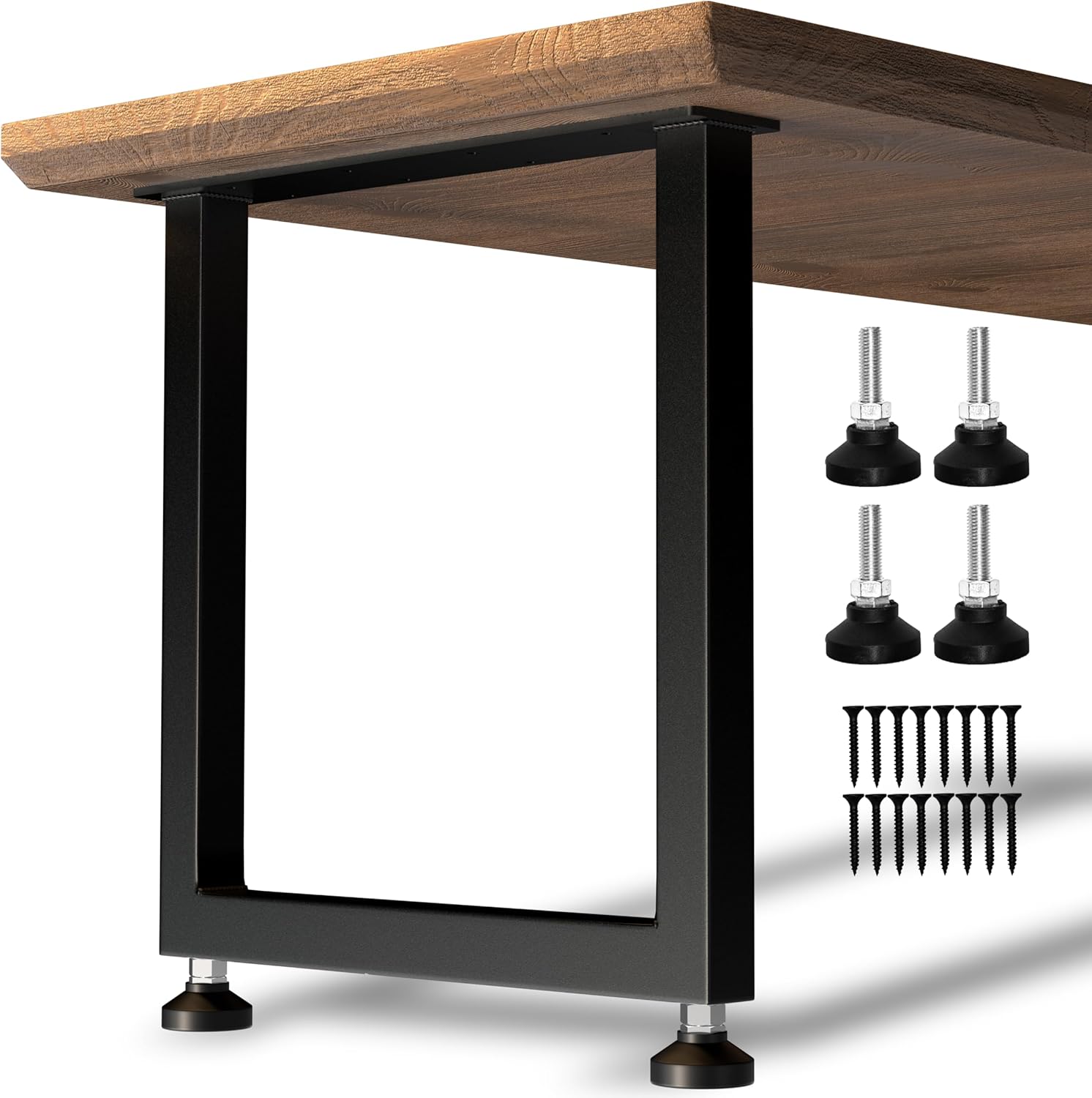 Heavy Duty Metal Table Legs 28x35 Inch, Extra Wide Steel Base for Live Edge Slab, Epoxy River, Large Dining or Conference Table, Industrial Square Frame, Supports 1000lbs, Set of 2, Black