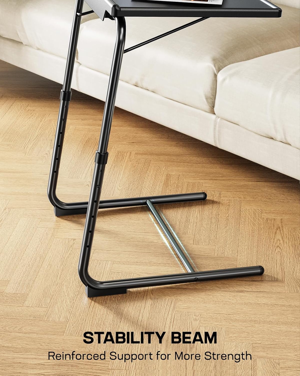 LORYERGO Multifunctional TV Tray Table - [2 Packs] Adjustable TV Dinner Tray Tables with 6 Height & 3 Tilt Angle, Folding TV Trays with Cup Holder for Bed & Sofa, for Eating & Reading