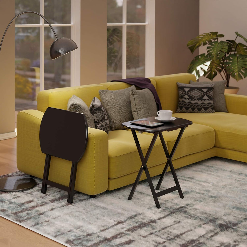 Winsome Cade Set of 2 Foldable Snack Tables, Oversized, for Living Room, 25", No Assembly, Coffee