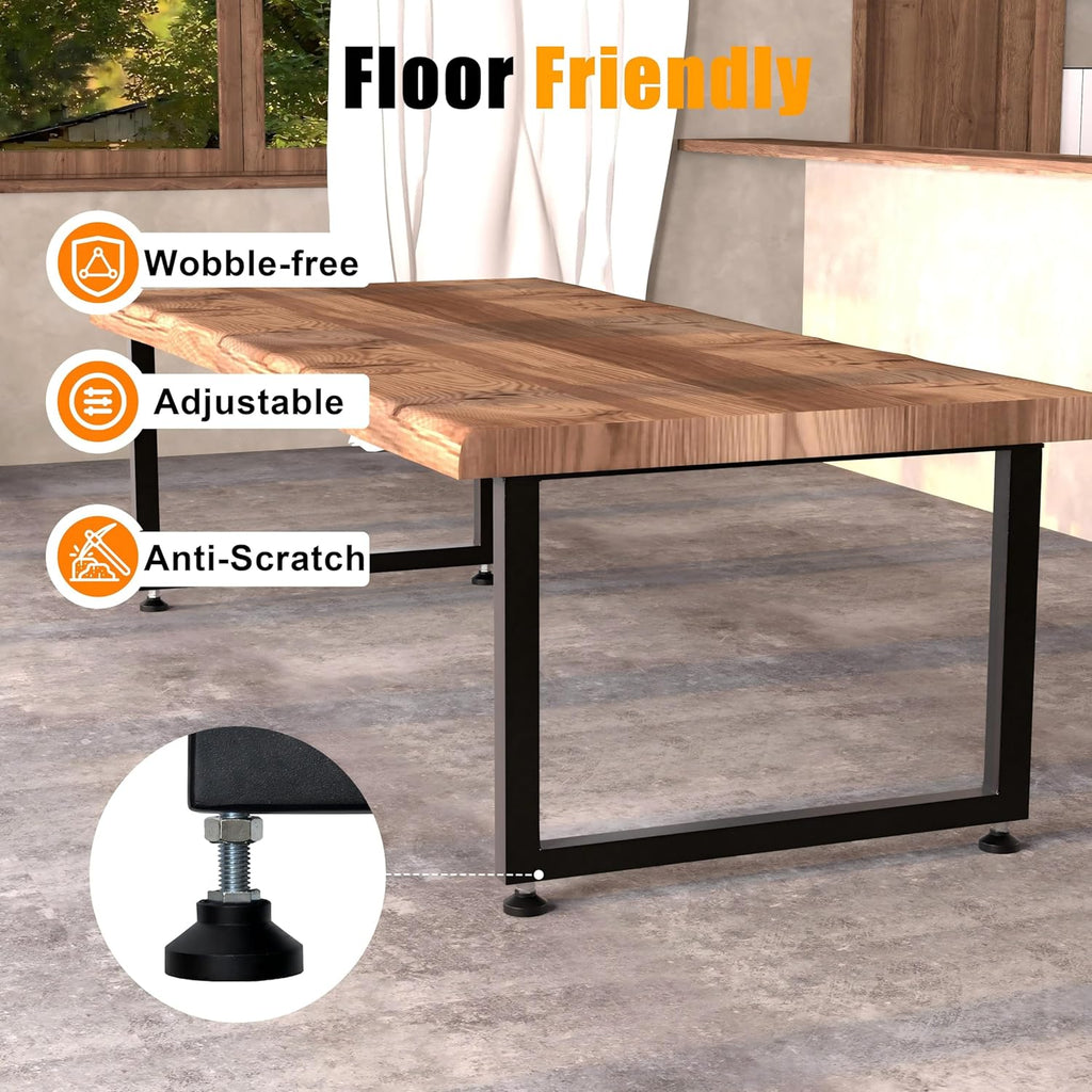 Heavy Duty Metal Table Legs 28x35 Inch, Extra Wide Steel Base for Live Edge Slab, Epoxy River, Large Dining or Conference Table, Industrial Square Frame, Supports 1000lbs, Set of 2, Black