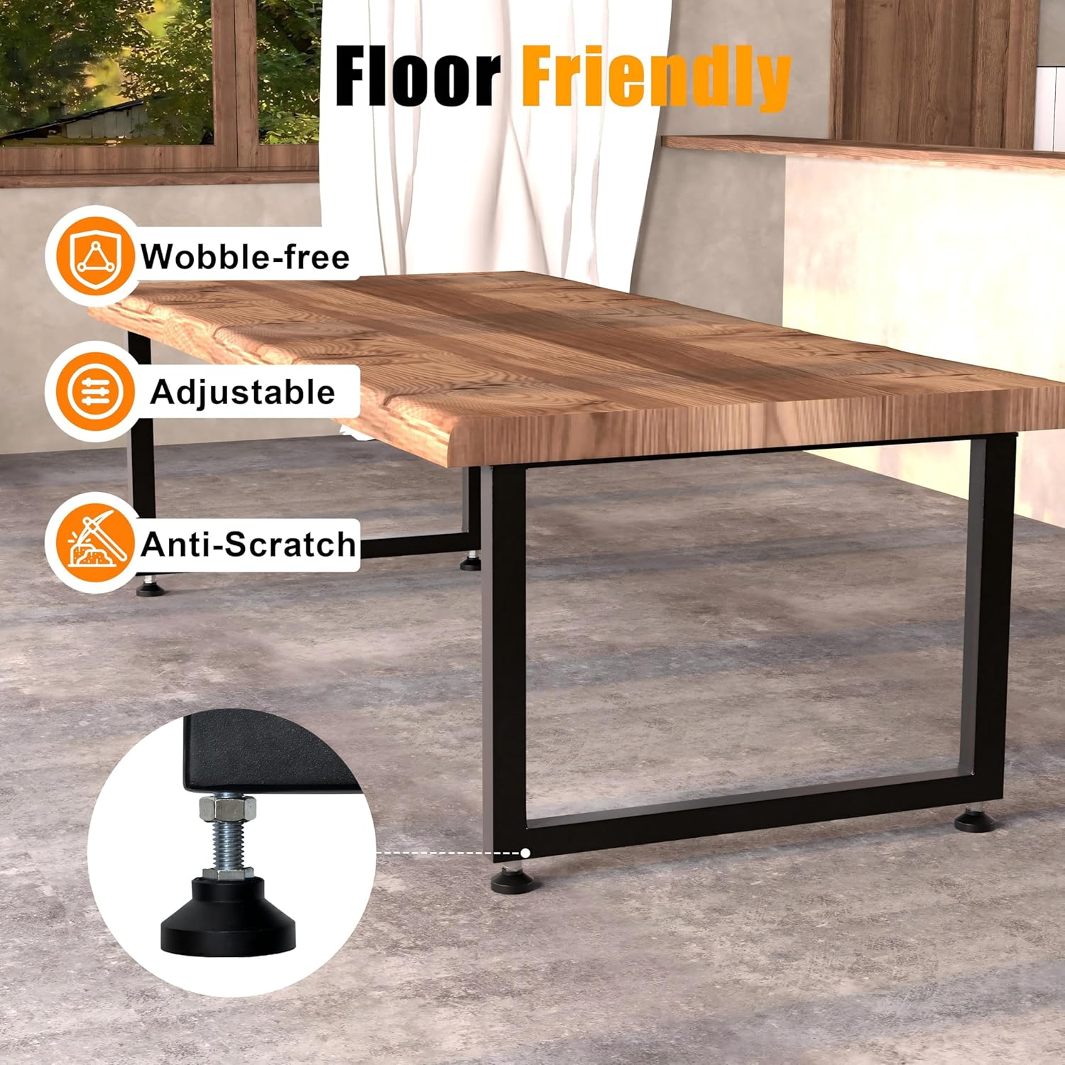 Heavy Duty Metal Table Legs 28x35 Inch, Extra Wide Steel Base for Live Edge Slab, Epoxy River, Large Dining or Conference Table, Industrial Square Frame, Supports 1000lbs, Set of 2, Black