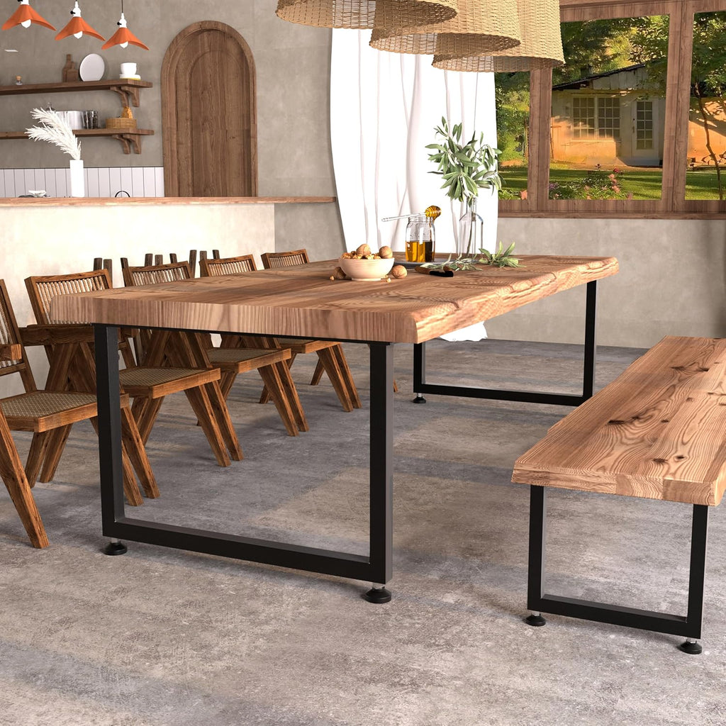 Heavy Duty Metal Table Legs 28x35 Inch, Extra Wide Steel Base for Live Edge Slab, Epoxy River, Large Dining or Conference Table, Industrial Square Frame, Supports 1000lbs, Set of 2, Black